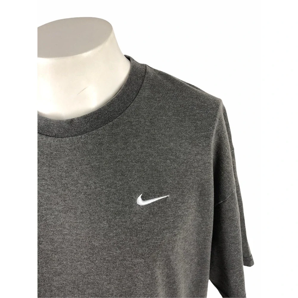 Nike Mens XL Shirt Gray Mini Swoosh Y2K Faded Look Crewneck 50/50 Vintage Tee